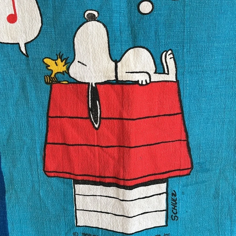 VINTAGE Snoopy Woodstock Tea Towel "I Hate People Who Sing In the Morning!" - Picture 3 of 13